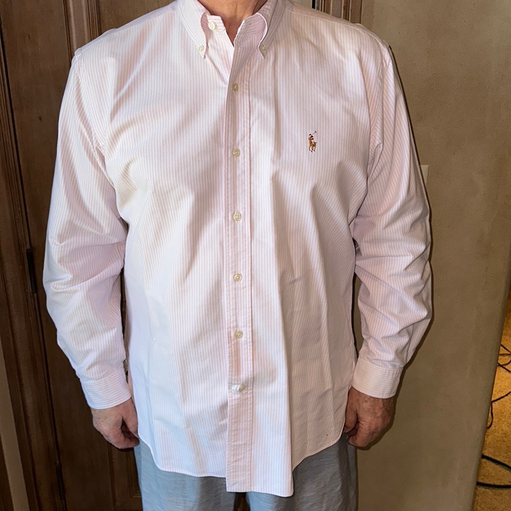 Polo by Ralph Lauren Pink Striped Casual Button Down Shirt